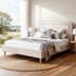 Artiss Queen Bed Frame Platform Bed Base Upholstered Headboard Linen Fabric Beige-Furniture > Bedroom > Beds & Bed Frames-PEROZ Accessories