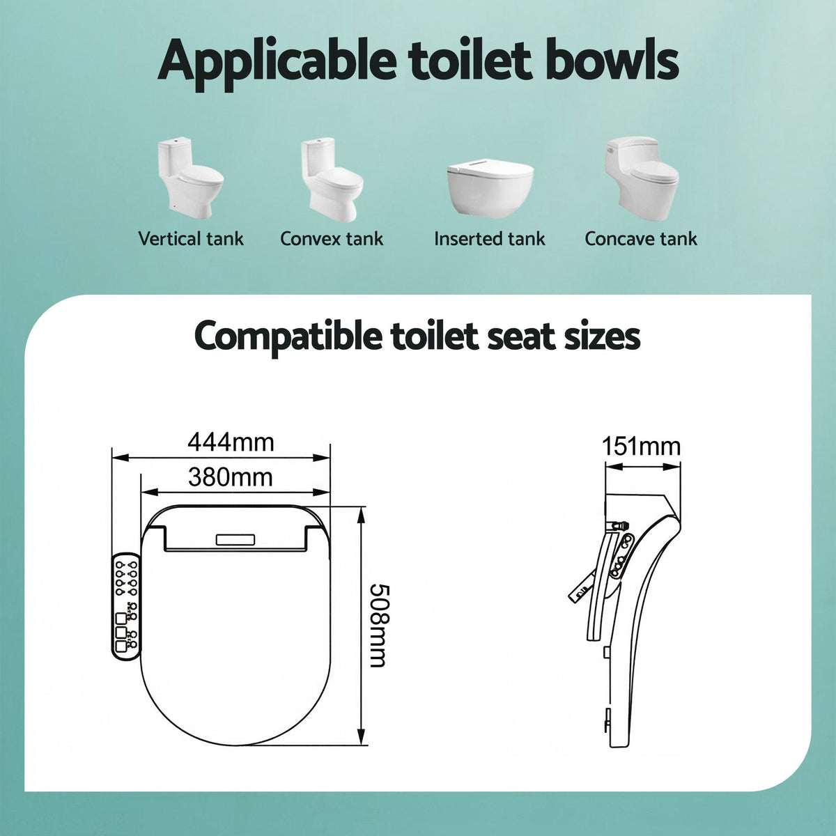 Cefito Smart Electric Bidet Toilet Seat Cover D-Shape SIAA Material Certified-Furniture > Bathroom > Bidets-PEROZ Accessories