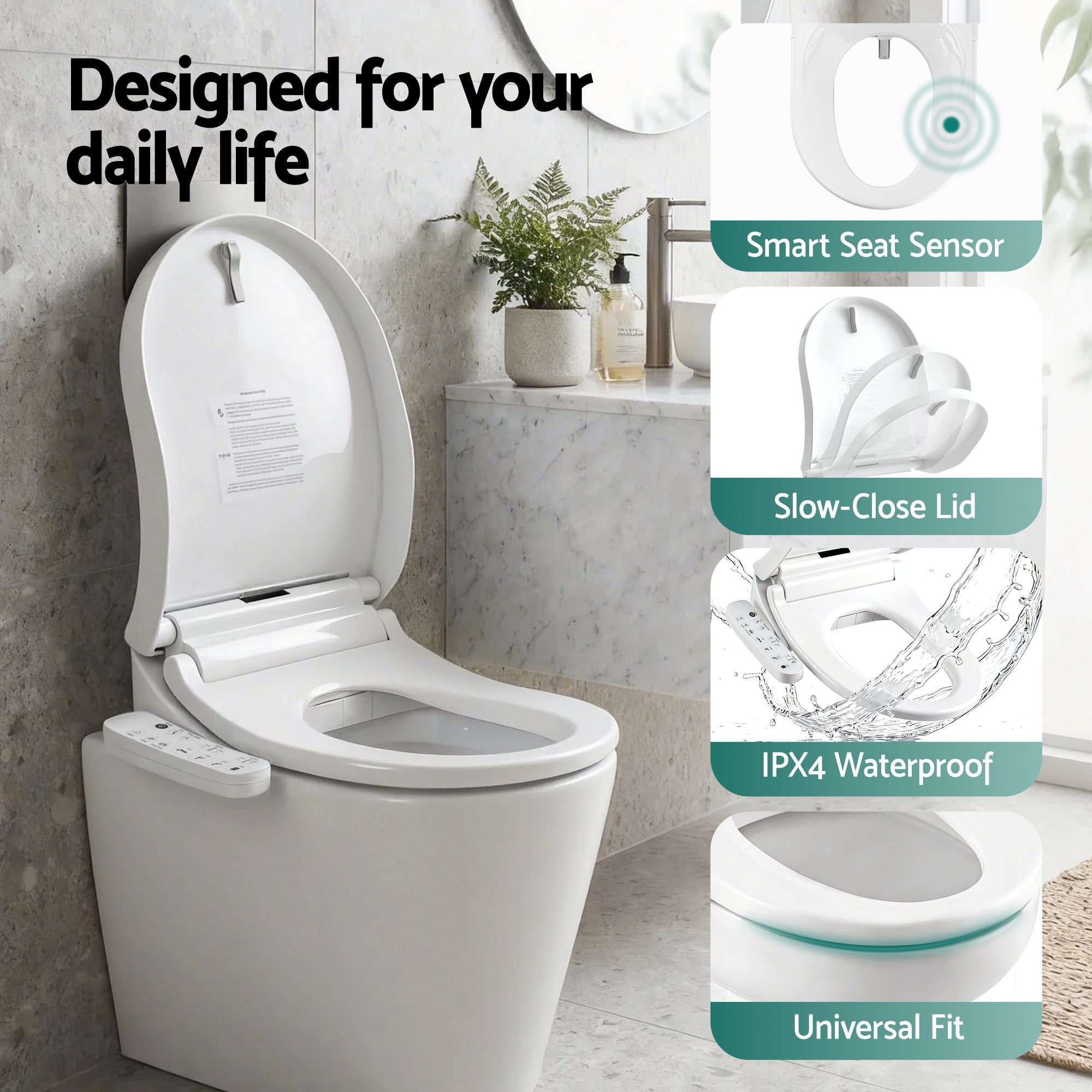 Cefito Smart Electric Bidet Toilet Seat Cover D-Shape SIAA Material Certified-Furniture > Bathroom > Bidets-PEROZ Accessories