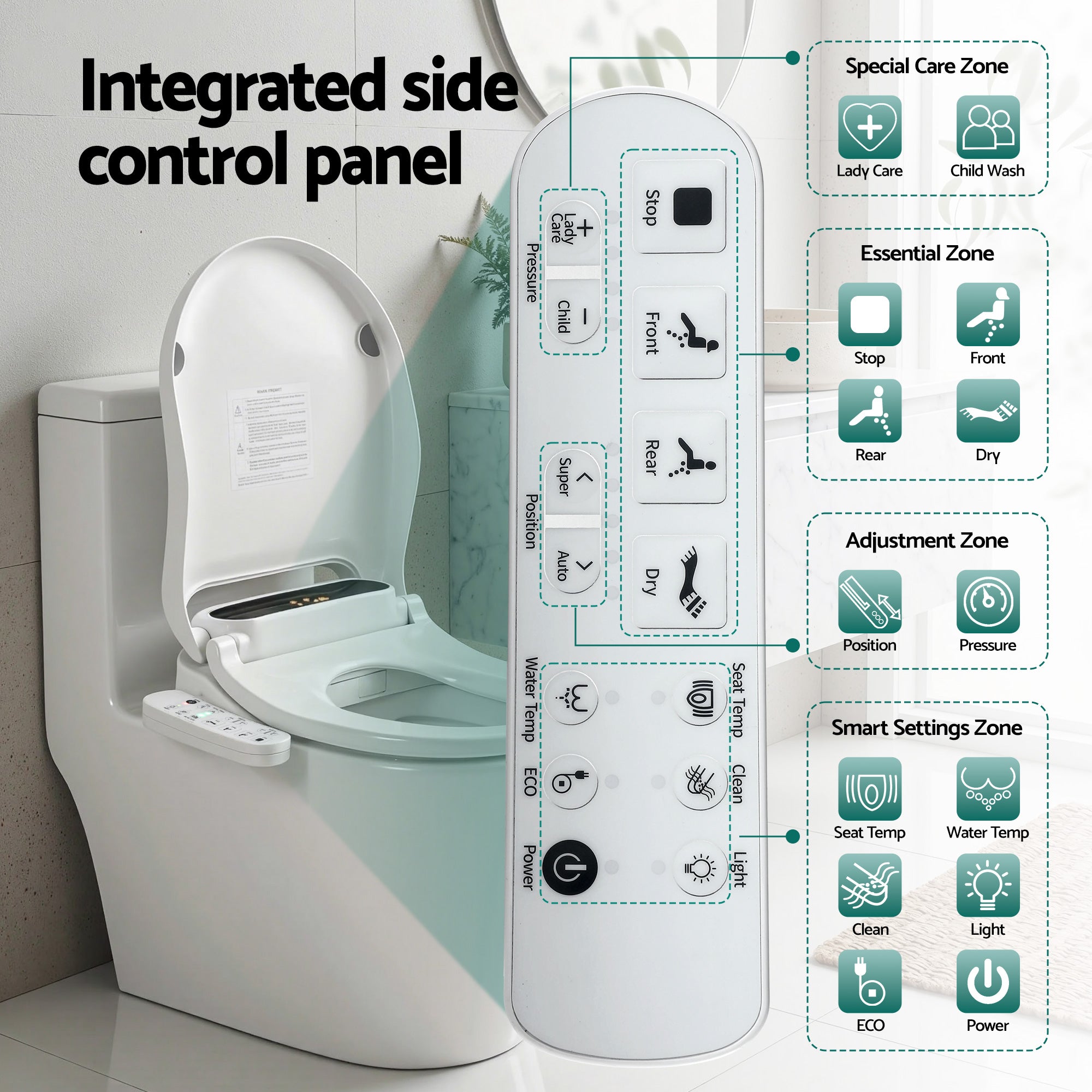 Cefito Smart Electric Bidet Toilet Seat LED Display Heated Dryer WaterMark-Furniture > Bathroom > Bidets-PEROZ Accessories