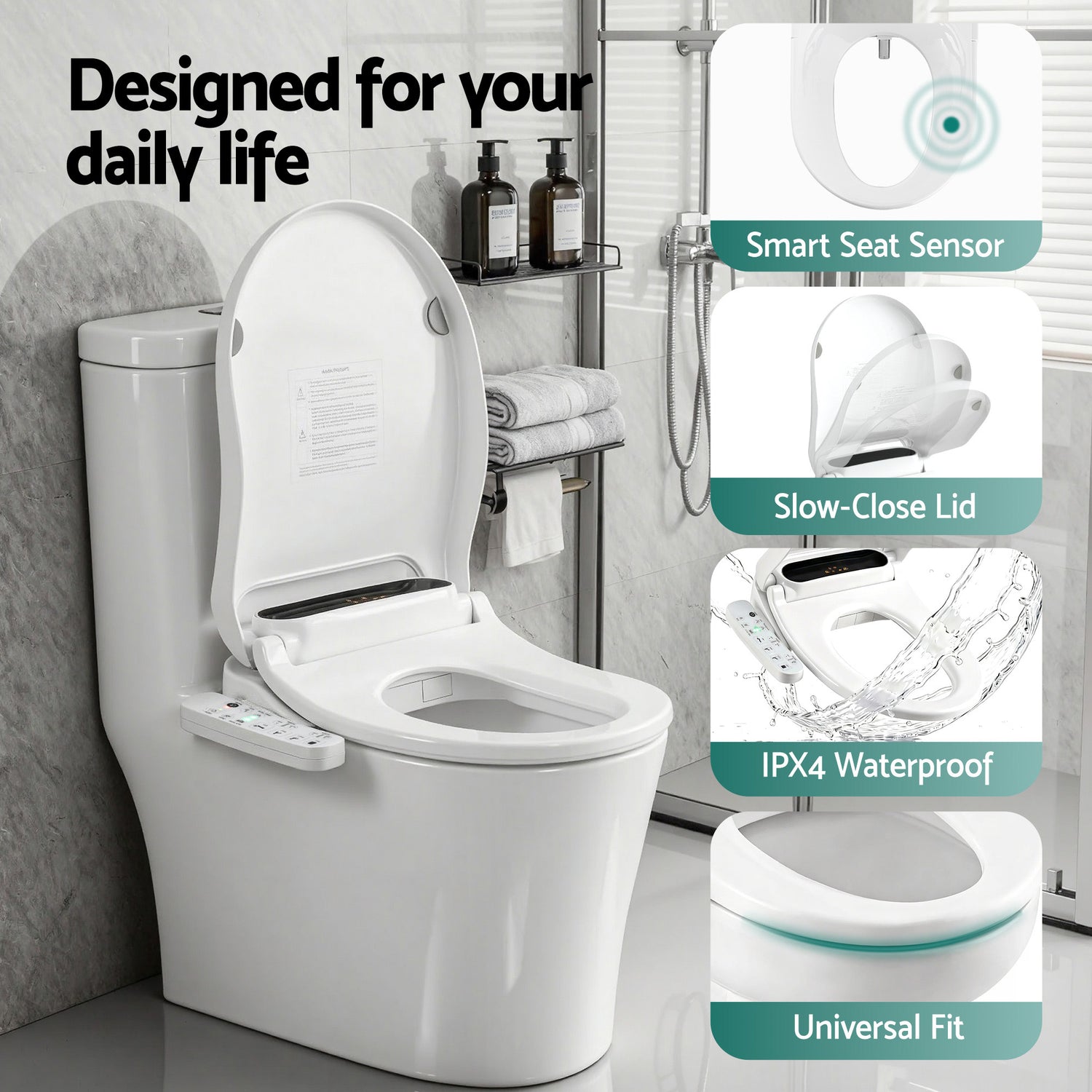 Cefito Smart Electric Bidet Toilet Seat LED Display Heated Dryer WaterMark-Furniture > Bathroom > Bidets-PEROZ Accessories