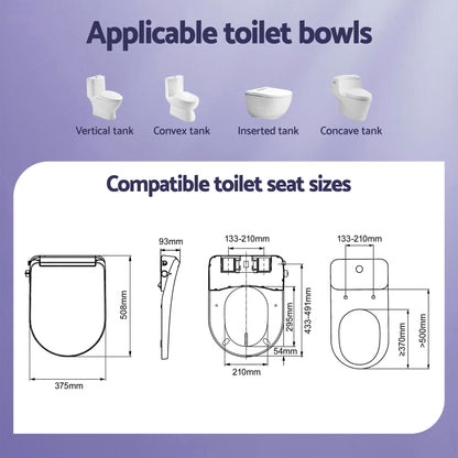 Cefito Electric Bidet Toilet Seat Washing Without Power Heated D-Shape Air Dryer-Furniture > Bathroom > Bidets-PEROZ Accessories