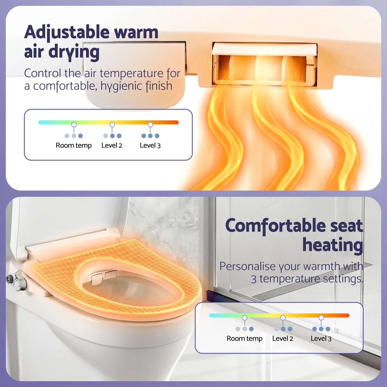 Cefito Electric Bidet Toilet Seat Washing Without Power Heated D-Shape Air Dryer-Furniture > Bathroom > Bidets-PEROZ Accessories