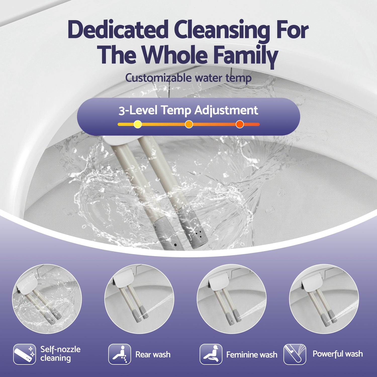 Cefito Electric Bidet Toilet Seat Washing Without Power Heated D-Shape Air Dryer-Furniture > Bathroom > Bidets-PEROZ Accessories