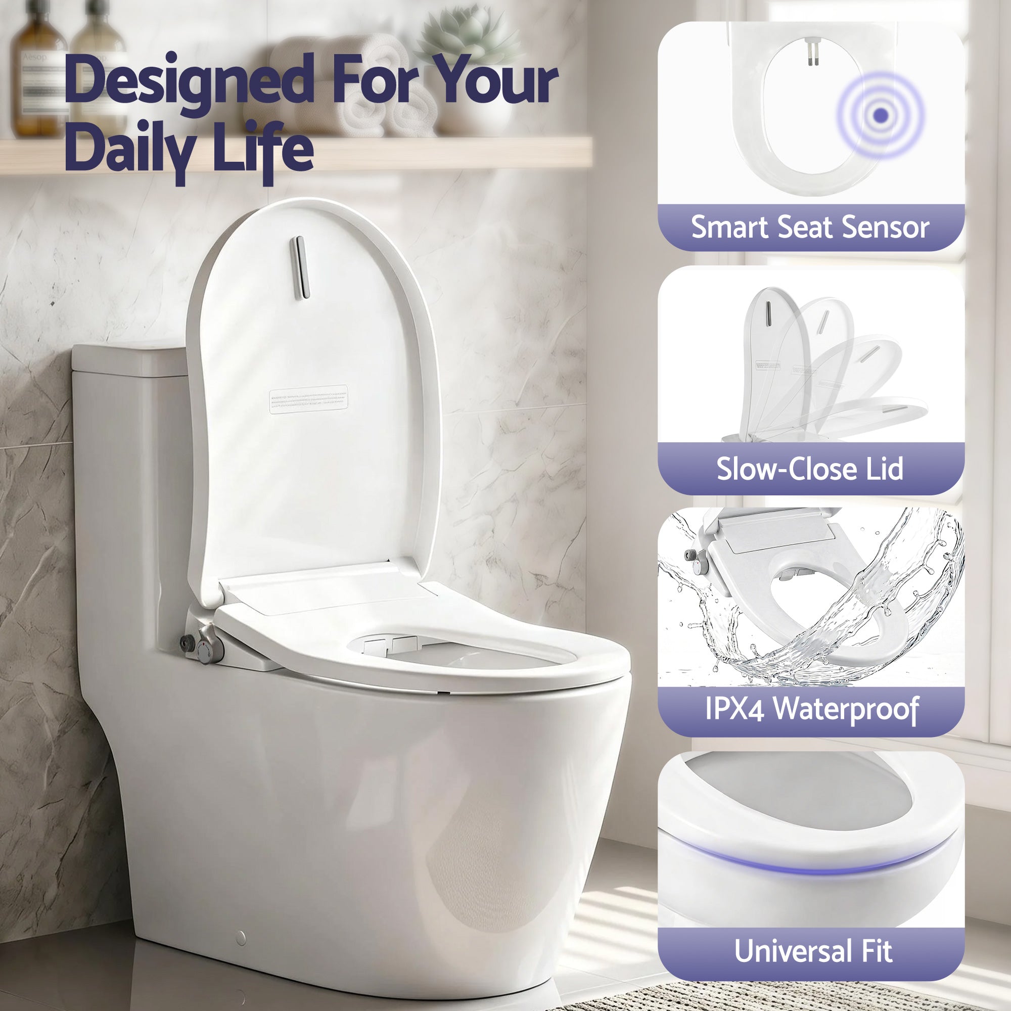 Cefito Electric Bidet Toilet Seat Washing Without Power Heated D-Shape Air Dryer-Furniture > Bathroom > Bidets-PEROZ Accessories