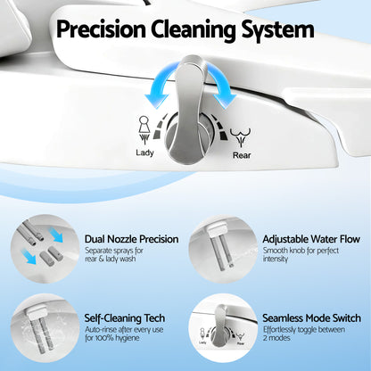 Cefito Non Electric Bidet Toilet Seat D-Shape Dual Nozzle Soft Close WaterMark DIY-Furniture > Bathroom > Bidets-PEROZ Accessories