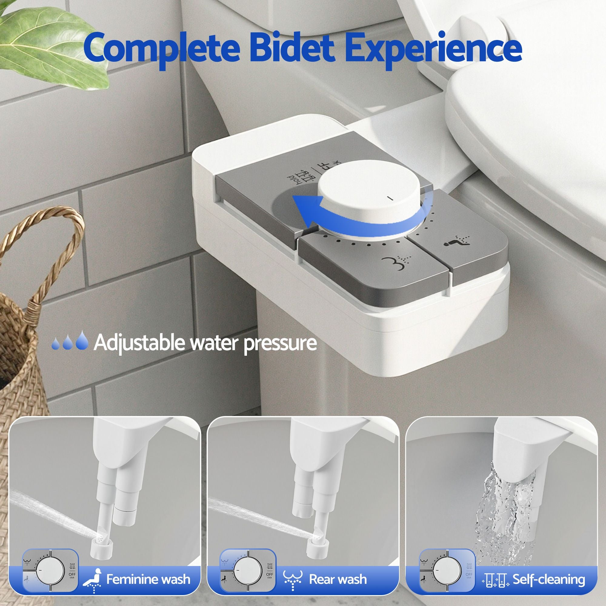 Cefito Non-Electric Ultra-Slim Bidet Attachment Detachable Bidet with Dual Nozzle Frontal &amp; Rear Wash Adjustable Water Pressure Cold Water Toilet Bide-Home &amp; Garden > Bathroom Accessories > Toilet &amp; Bidet Accessories-PEROZ Accessories