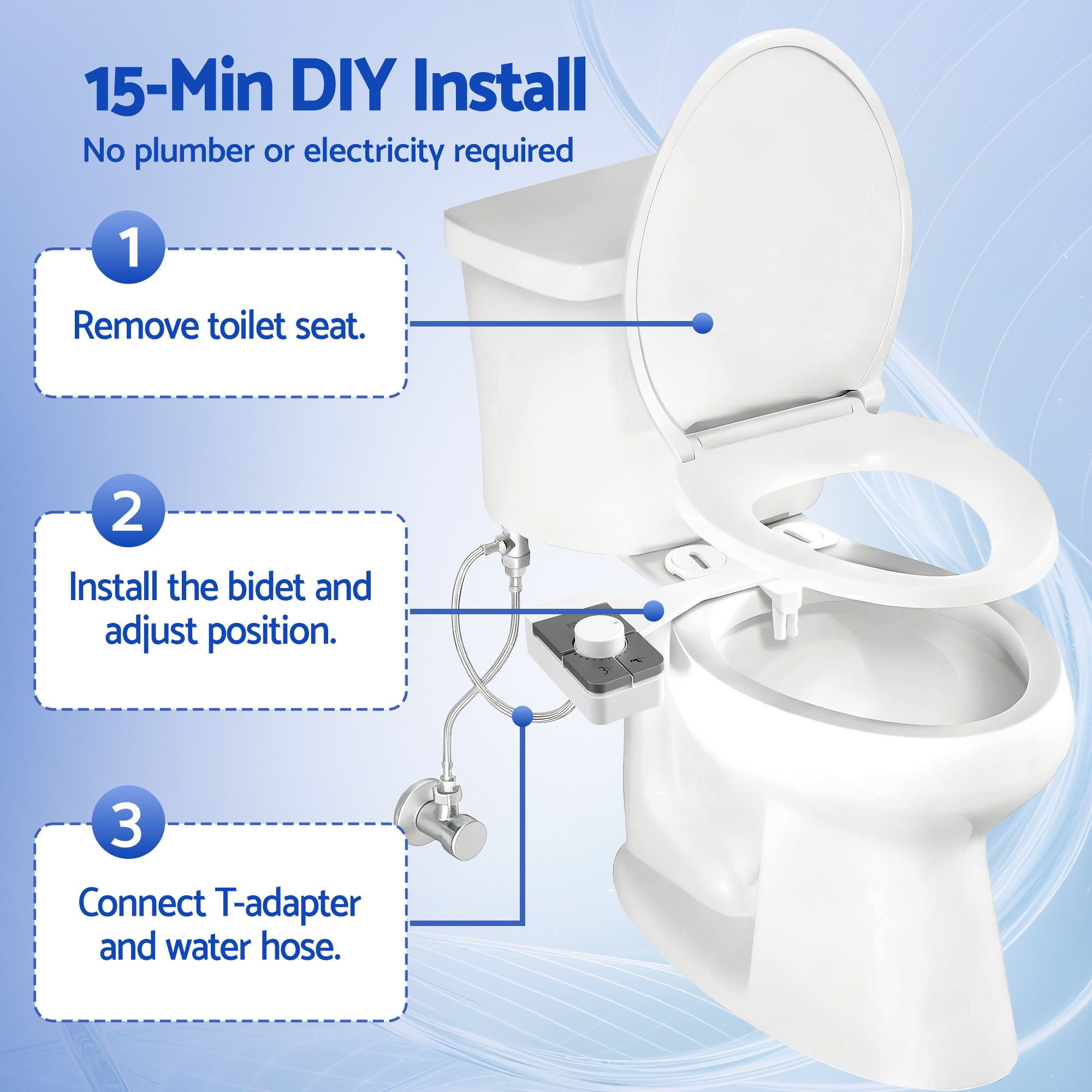 Cefito Non-Electric Ultra-Slim Bidet Attachment Detachable Bidet with Dual Nozzle Frontal &amp; Rear Wash Adjustable Water Pressure Cold Water Toilet Bide-Home &amp; Garden > Bathroom Accessories > Toilet &amp; Bidet Accessories-PEROZ Accessories
