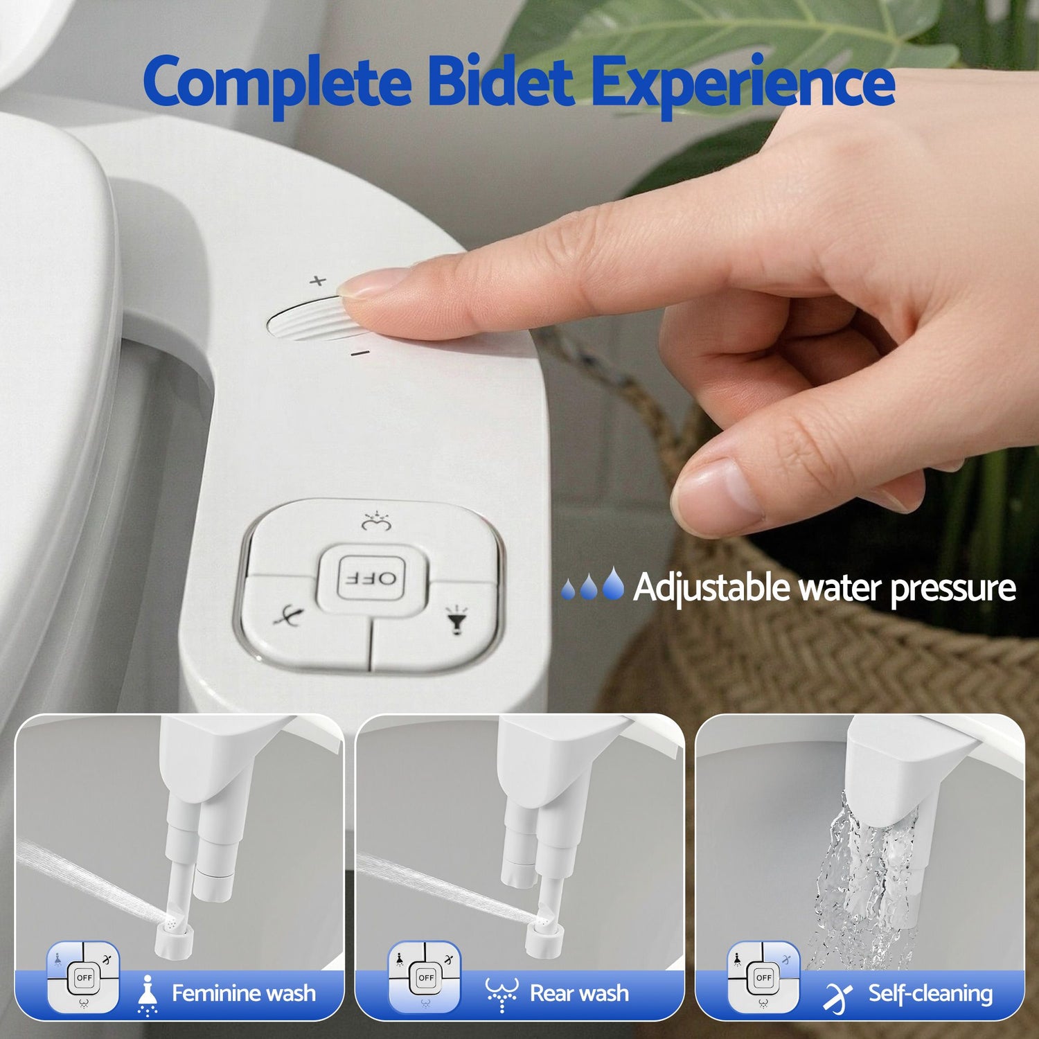 Cefito Ultra-Slim Bidet Attachment Detachable Bidet with Self-Cleaning Dual Nozzle Non-Electric Adjustable Water Pressure, Cold Water Toilet Bide-Home &amp; Garden > Bathroom Accessories > Toilet &amp; Bidet Accessories-PEROZ Accessories