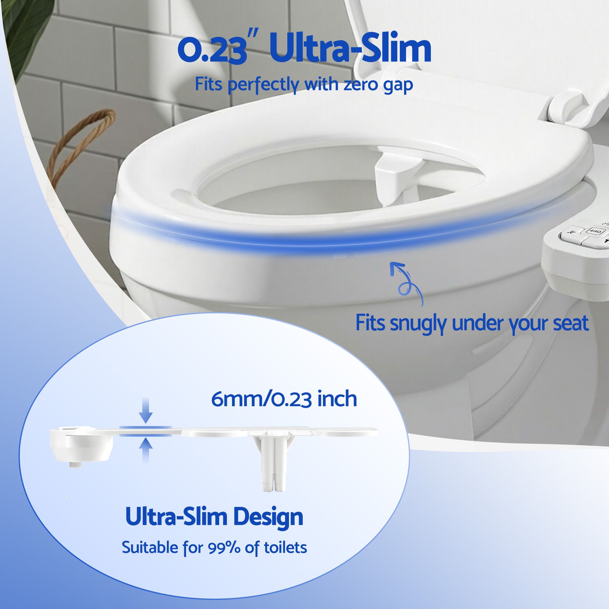Cefito Ultra-Slim Bidet Attachment Detachable Bidet with Self-Cleaning Dual Nozzle Non-Electric Adjustable Water Pressure, Cold Water Toilet Bide-Home &amp; Garden > Bathroom Accessories > Toilet &amp; Bidet Accessories-PEROZ Accessories