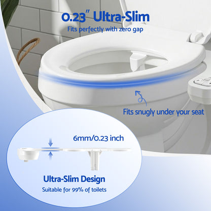 Cefito Ultra-Slim Bidet Attachment Detachable Bidet with Self-Cleaning Dual Nozzle Non-Electric Adjustable Water Pressure, Cold Water Toilet Bide-Home &amp; Garden > Bathroom Accessories > Toilet &amp; Bidet Accessories-PEROZ Accessories