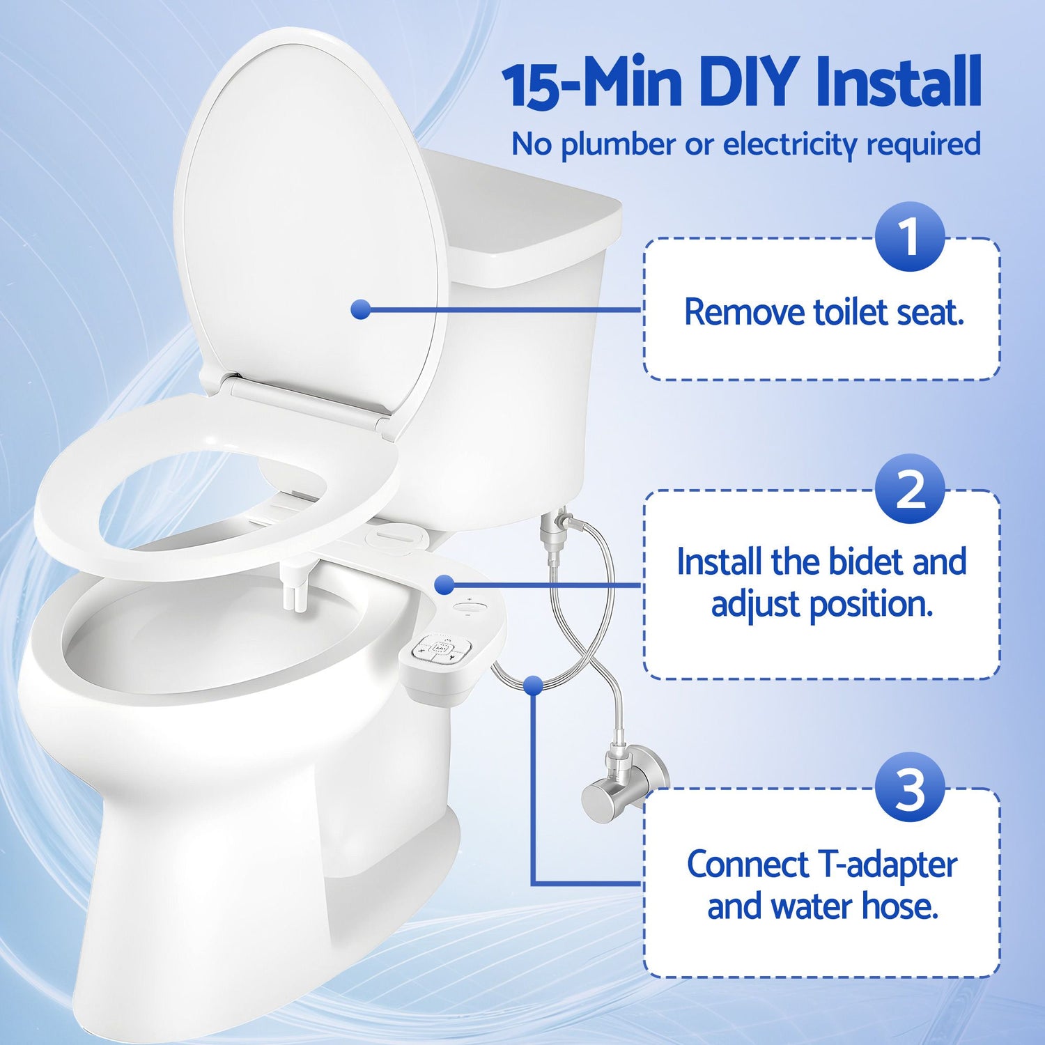 Cefito Ultra-Slim Bidet Attachment Detachable Bidet with Self-Cleaning Dual Nozzle Non-Electric Adjustable Water Pressure, Cold Water Toilet Bide-Home &amp; Garden > Bathroom Accessories > Toilet &amp; Bidet Accessories-PEROZ Accessories