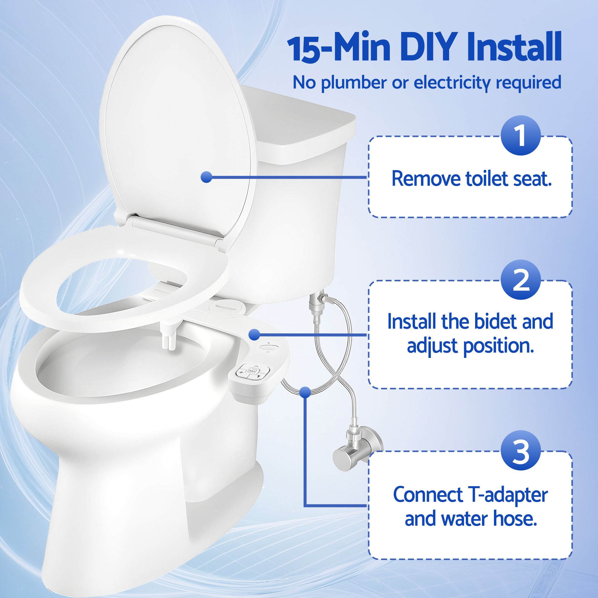 Cefito Ultra-Slim Bidet Attachment Detachable Bidet with Self-Cleaning Dual Nozzle Non-Electric Adjustable Water Pressure, Cold Water Toilet Bide-Home &amp; Garden > Bathroom Accessories > Toilet &amp; Bidet Accessories-PEROZ Accessories