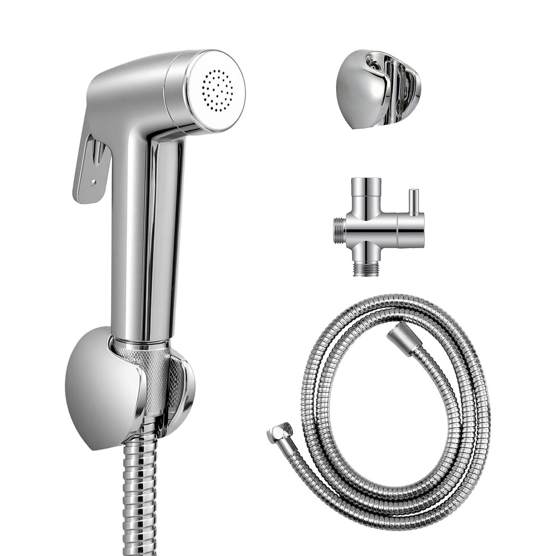 Cefito Handheld Bidet Sprayer for Toilet 1.5m Stainless Steel Hose Jet Spray for Feminine Wash Cloth Diaper Pet Bath Adjustable Pressure Bidet Attachment with G1/2 Valve Silver-Home &amp; Garden > Bathroom Accessories > Toilet &amp; Bidet Accessories-PEROZ Accessories