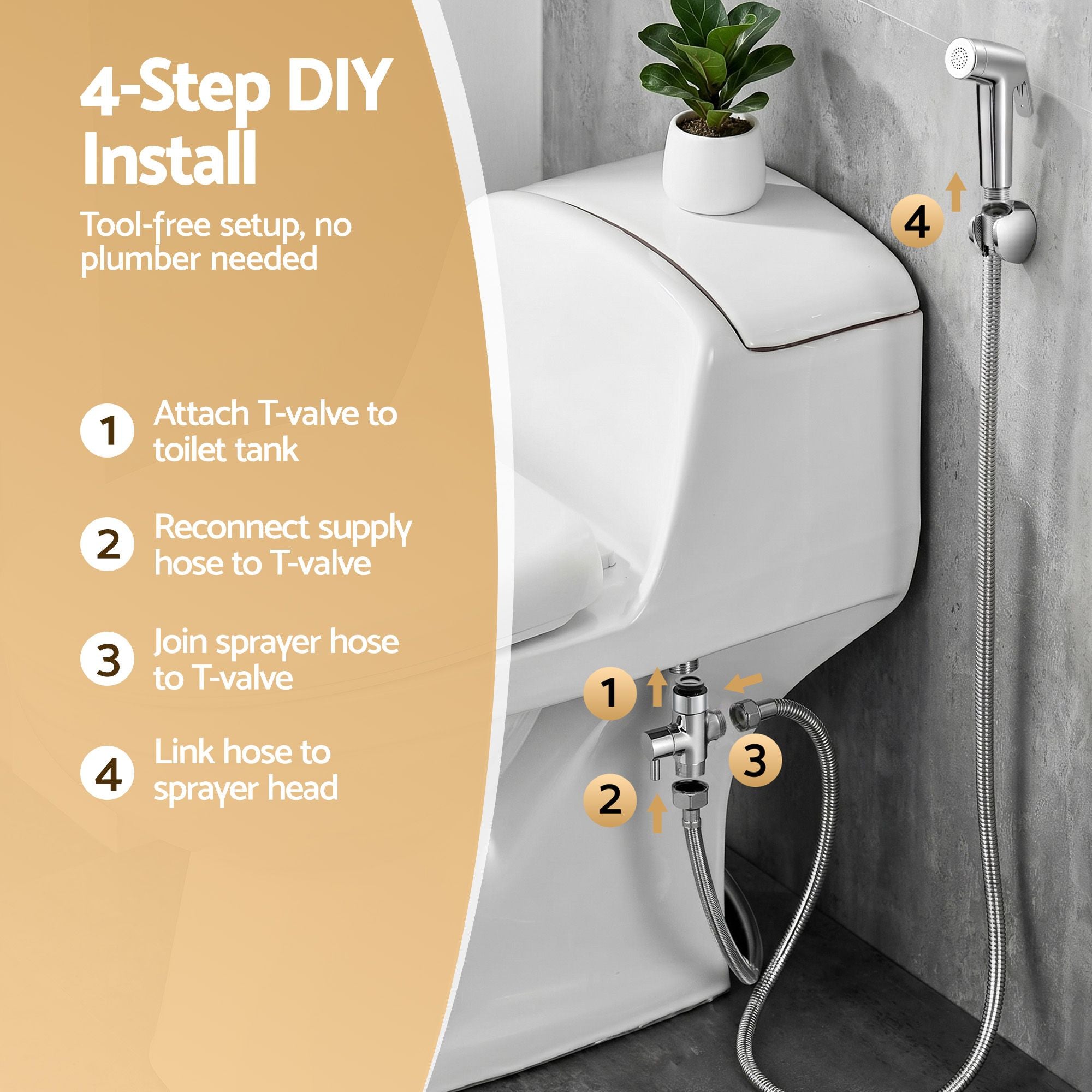 Cefito Handheld Bidet Sprayer for Toilet 1.5m Stainless Steel Hose Jet Spray for Feminine Wash Cloth Diaper Pet Bath Adjustable Pressure Bidet Attachment with G1/2 Valve Silver-Home &amp; Garden > Bathroom Accessories > Toilet &amp; Bidet Accessories-PEROZ Accessories