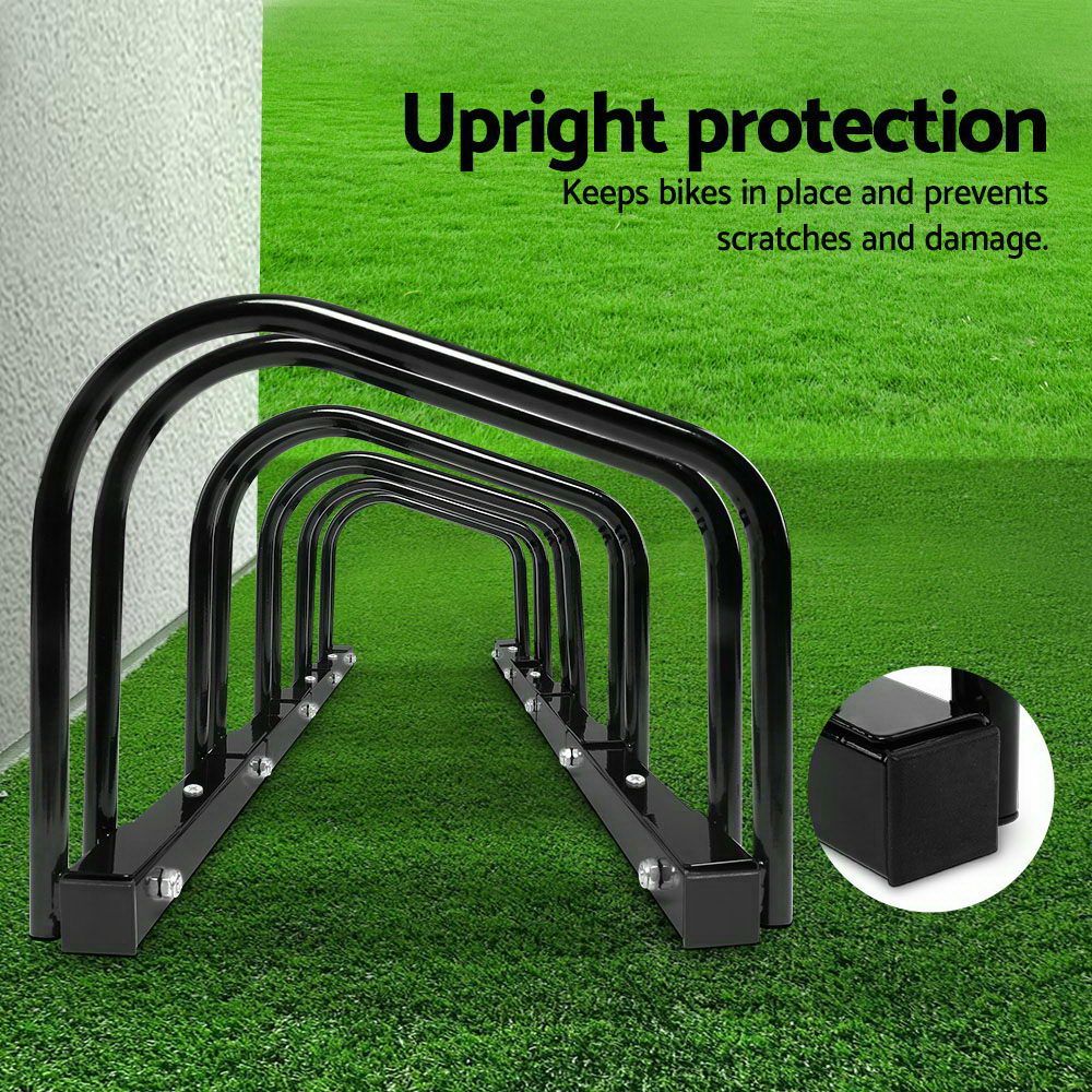 Weisshorn 5 Bike Stand Rack Bicycle Storage Floor Parking Holder Cycling Black-Sports &amp; Fitness > Bikes &amp; Accessories > Bicycle Stands &amp; Storage-PEROZ Accessories