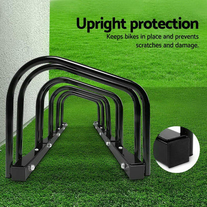 Weisshorn 5 Bike Stand Rack Bicycle Storage Floor Parking Holder Cycling Black-Sports &amp; Fitness > Bikes &amp; Accessories > Bicycle Stands &amp; Storage-PEROZ Accessories