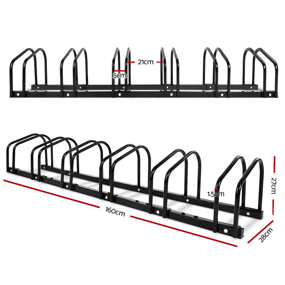 Weisshorn 6 Bike Stand Rack Bicycle Storage Floor Parking Holder Cycling Black-Sports &amp; Fitness &gt; Bikes &amp; Accessories &gt; Bicycle Stands &amp; Storage-PEROZ Accessories