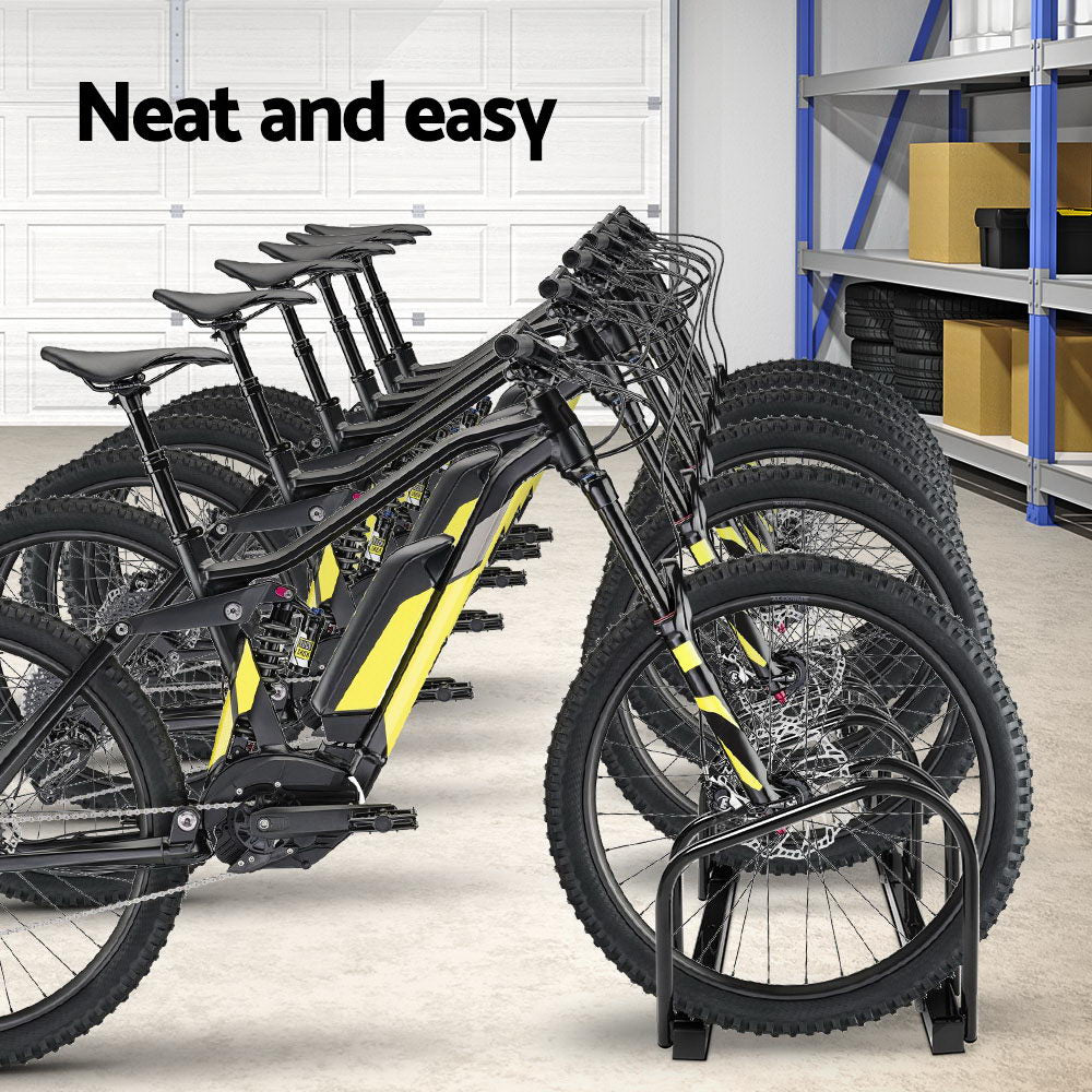 Weisshorn 6 Bike Stand Rack Bicycle Storage Floor Parking Holder Cycling Black-Sports &amp; Fitness &gt; Bikes &amp; Accessories &gt; Bicycle Stands &amp; Storage-PEROZ Accessories