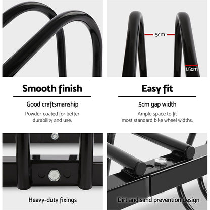 Weisshorn 6 Bike Stand Rack Bicycle Storage Floor Parking Holder Cycling Black-Sports &amp; Fitness &gt; Bikes &amp; Accessories &gt; Bicycle Stands &amp; Storage-PEROZ Accessories