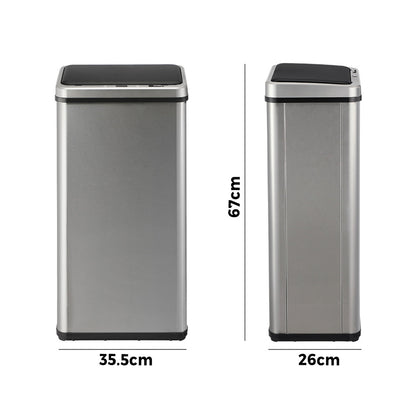 Oikiture 50L Motion Sensor Bin Automatic Silver-Sensor Bin-PEROZ Accessories