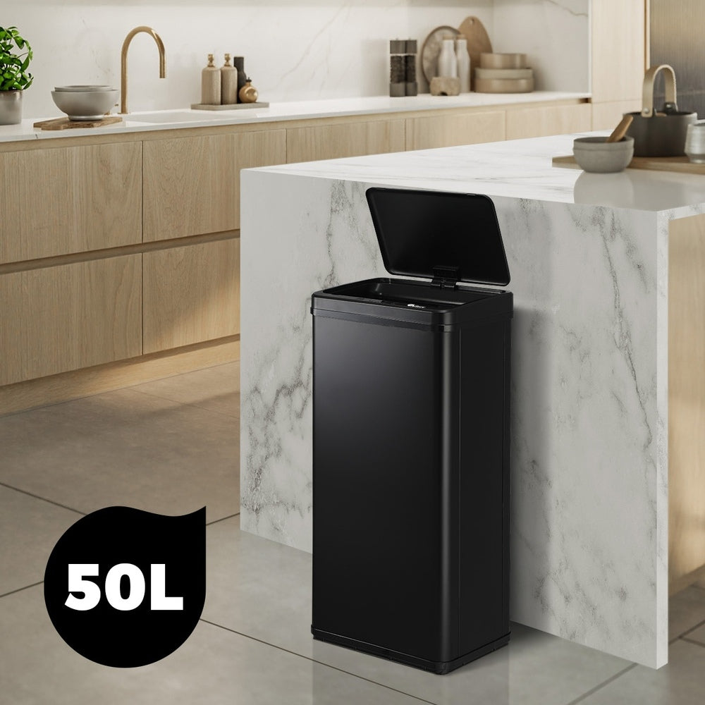 Oikiture 50L Motion Sensor Bin Automatic Black-Sensor Bin-PEROZ Accessories