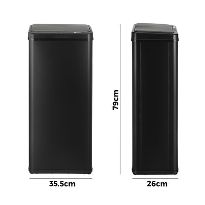 Oikiture 60L Motion Sensor Bin Stainless Steel Black-Sensor Bin-PEROZ Accessories