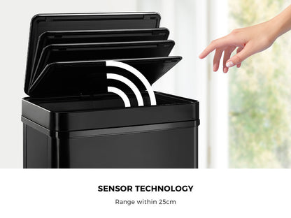 Oikiture 75L Motion Sensor Bin Automatic Rubbish Trash Can Black-Sensor Bin-PEROZ Accessories