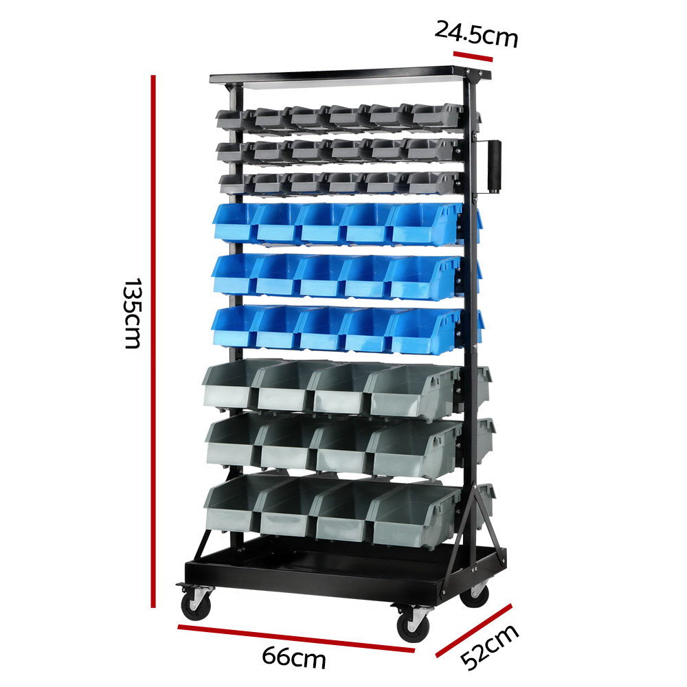 Giantz 90 Storage Bin Rack Stand Double-sided Wheels-Sports &amp; Fitness &gt; Bikes &amp; Accessories &gt; Bicycle Stands &amp; Storage-PEROZ Accessories
