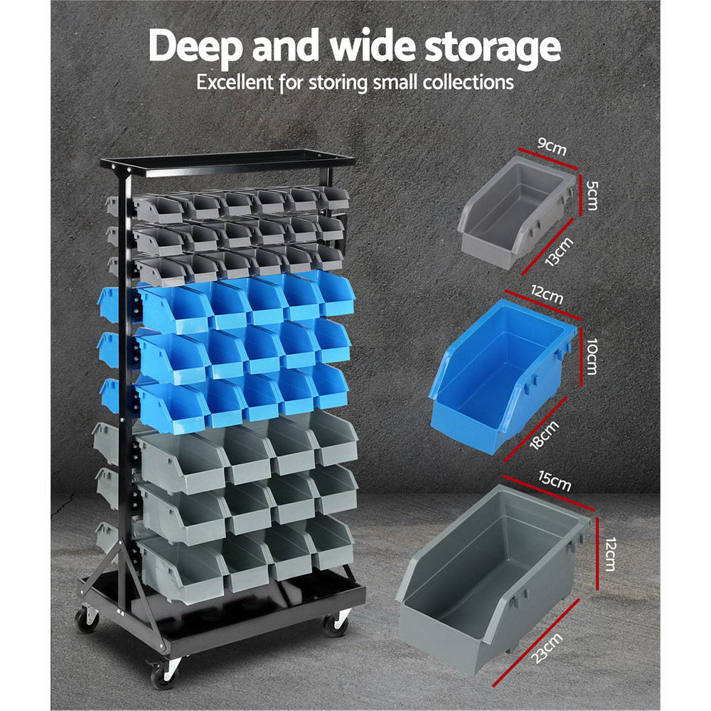 Giantz 90 Storage Bin Rack Stand Double-sided Wheels-Sports &amp; Fitness &gt; Bikes &amp; Accessories &gt; Bicycle Stands &amp; Storage-PEROZ Accessories