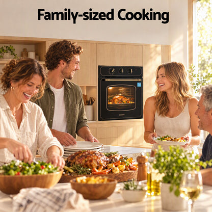 Devanti 60cm Built-In Electric Oven 80L Gross 9 Functions Black-Appliances > Kitchen Appliances > Ovens-PEROZ Accessories