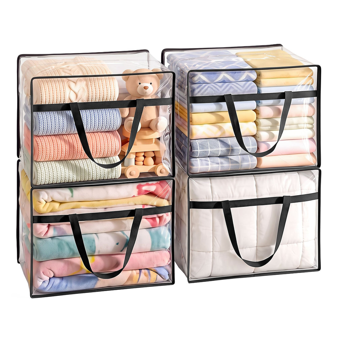 Artiss Blanket Storage Bags 4Pcs 40L PVC Box Clothes Doona Moving Organiser-Home &amp; Garden > Storage > Clothing &amp; Wardrobe Storage-PEROZ Accessories