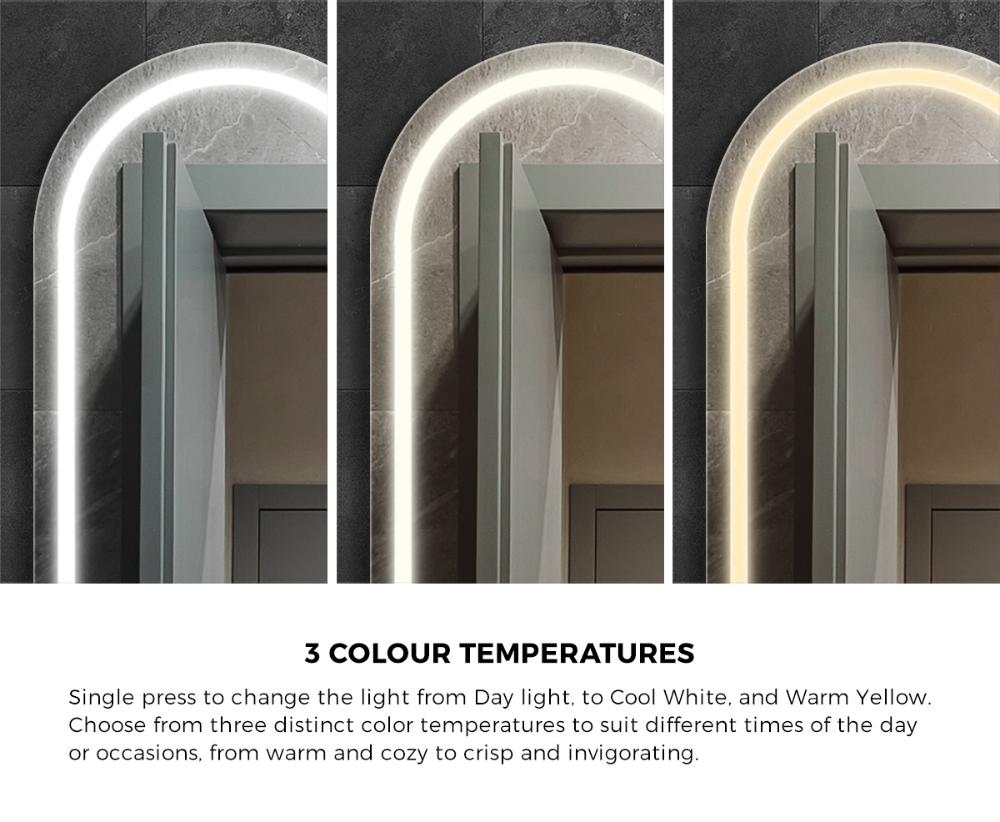 Welba LED Arched Bathroom Mirror Anti-fog Smart 86x50cm-Bathroom Mirrors-PEROZ Accessories