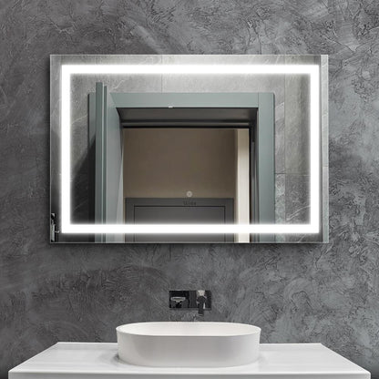 Oikiture 100 x 70cm Bathroom LED Mirror Wall Mounted-Bathroom Mirrors-PEROZ Accessories