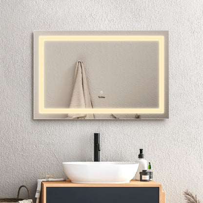 Oikiture 80 x 60cm Bathroom LED Mirror Vanity Mirror Wall Mounted Makeup Mirror-Bathroom Mirrors-PEROZ Accessories