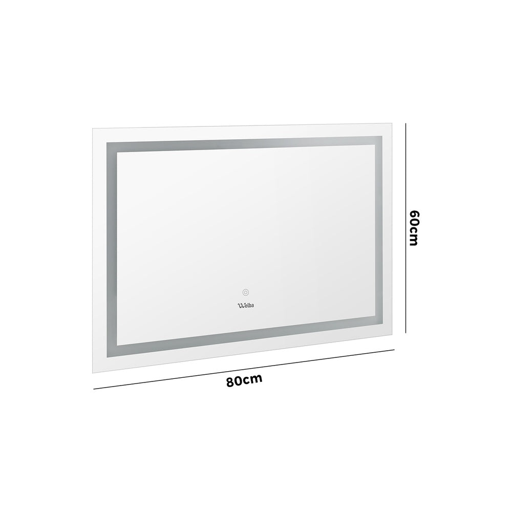 Oikiture 80 x 60cm Bathroom LED Mirror Vanity Mirror Wall Mounted Makeup Mirror-Bathroom Mirrors-PEROZ Accessories