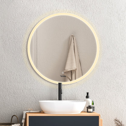 Oikiture Bathroom LED Mirror 70cm Round Wall Mounted-Bathroom Mirrors-PEROZ Accessories