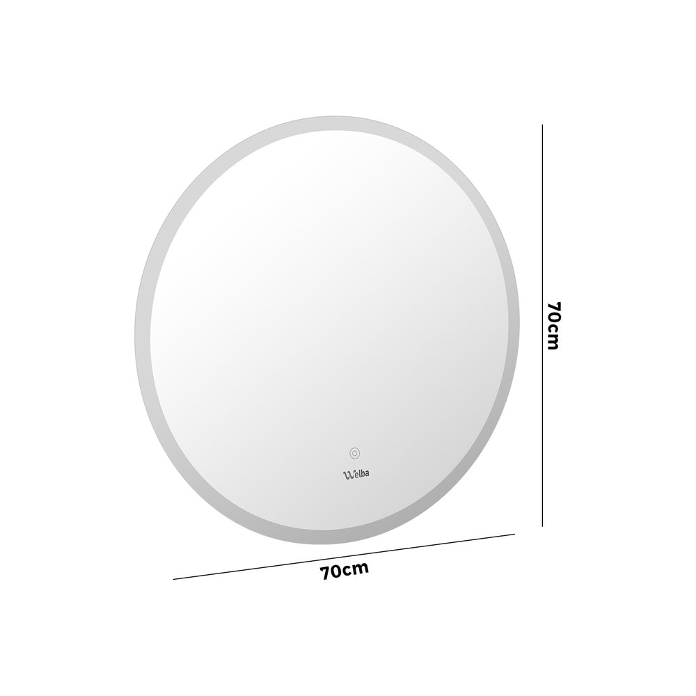 Oikiture Bathroom LED Mirror 70cm Round Wall Mounted-Bathroom Mirrors-PEROZ Accessories