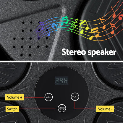 Everfit Music Boxing Machine Bluetooth Wall-Mounted Punch Target with LED Display &amp; Gloves