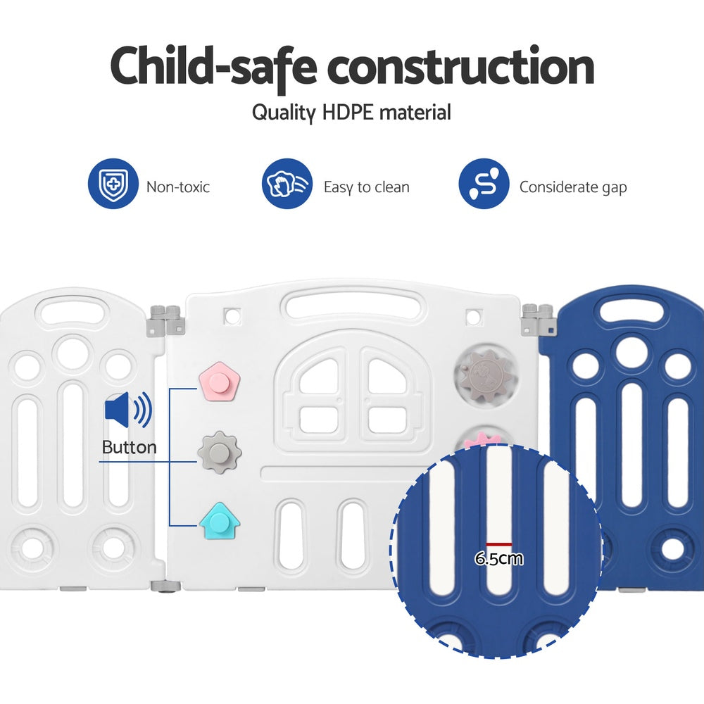 Keezi Kids Baby Playpen 24 Panels Safety Gate Toddler Fence Barrier Play Game-Baby &amp; Kids &gt; Gates &amp; Playpens &gt; Ball Pits &amp; Play Pens-PEROZ Accessories