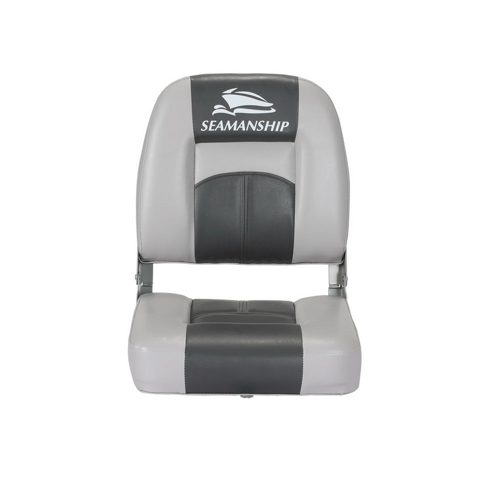 Seamanship 2X Folding Boat Seats Marine Swivel Low Back 10cm Padding Charcoal-Outdoor &gt; Boating-PEROZ Accessories