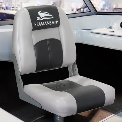 Seamanship 2X Folding Boat Seats Marine Swivel Low Back 10cm Padding Charcoal-Outdoor &gt; Boating-PEROZ Accessories