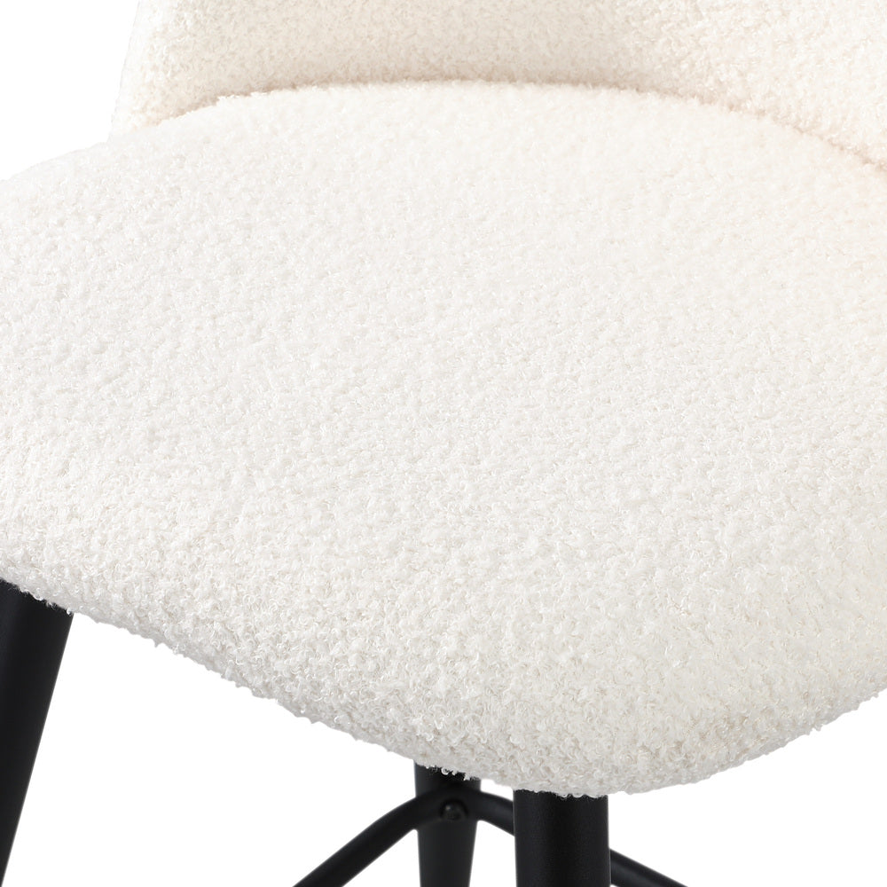 Oikiture 4x Bar Stools Kitchen Counter Stool White Boucle Padded