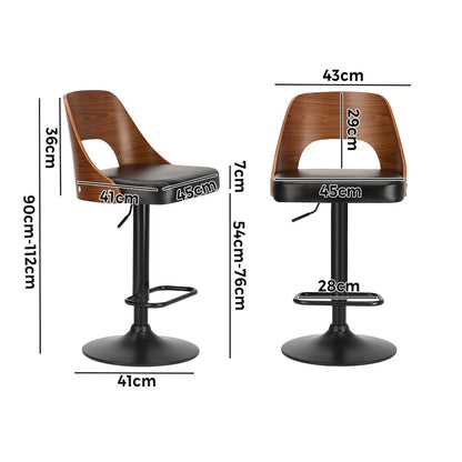 Oikiture 4X Bar Stool Gas Lift Kitchen Swivel Chair Leather LUKA-Bar Stool-PEROZ Accessories