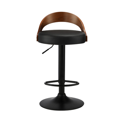 Oikiture 4x Bar Stools with Gas Lift Swivel Wooden PU Leather-Bar Stools-PEROZ Accessories