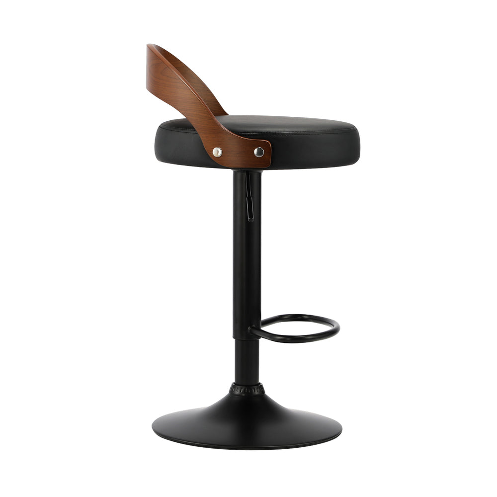 Oikiture 4x Bar Stools with Gas Lift Swivel Wooden PU Leather-Bar Stools-PEROZ Accessories