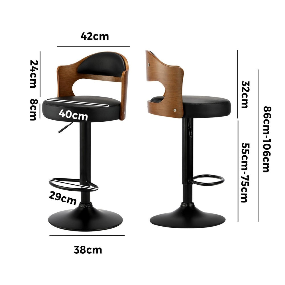 Oikiture Bar Stools Kitchen Swivel Barstool Chair Gas Lift Metal Leather x2-Bar Stools-PEROZ Accessories