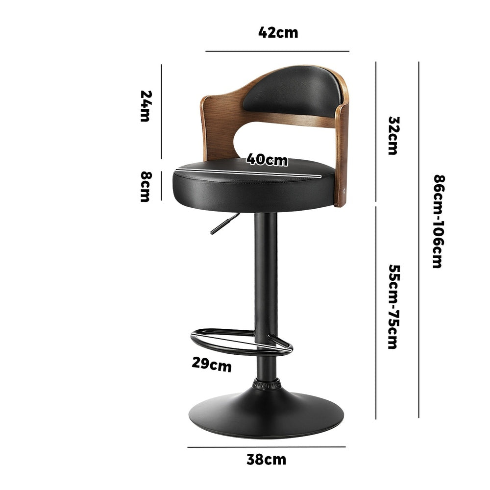 Oikiture 4x Bar Stools Swivel Gas Lift Metal Leather-Bar Stools-PEROZ Accessories