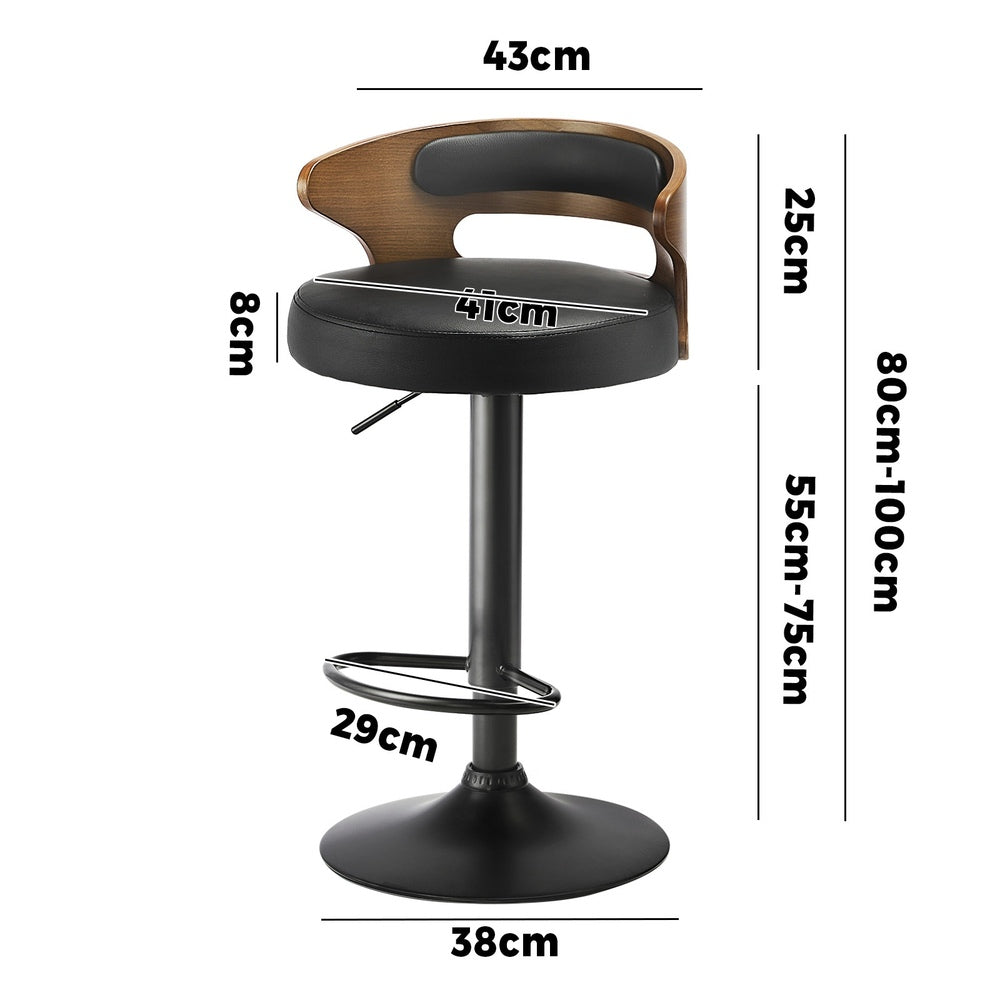 Oikiture 4x Bar Stools with Gas Lift Swivel Black-Bar Stools-PEROZ Accessories