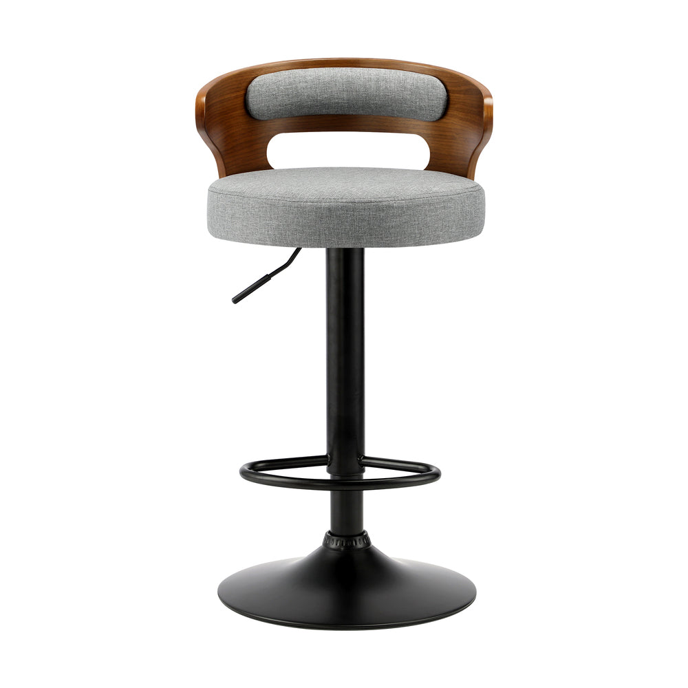 Oikiture 4x Bar Stools with Gas Lift Swivel Grey-Bar Stools-PEROZ Accessories